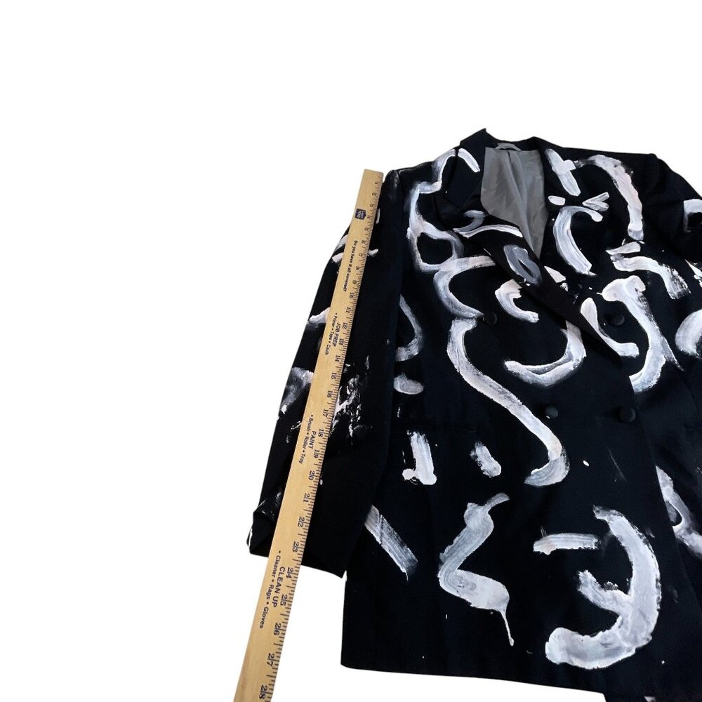 Hand-Painted Abstract Pattern Blazer Jacket Mens … - image 8